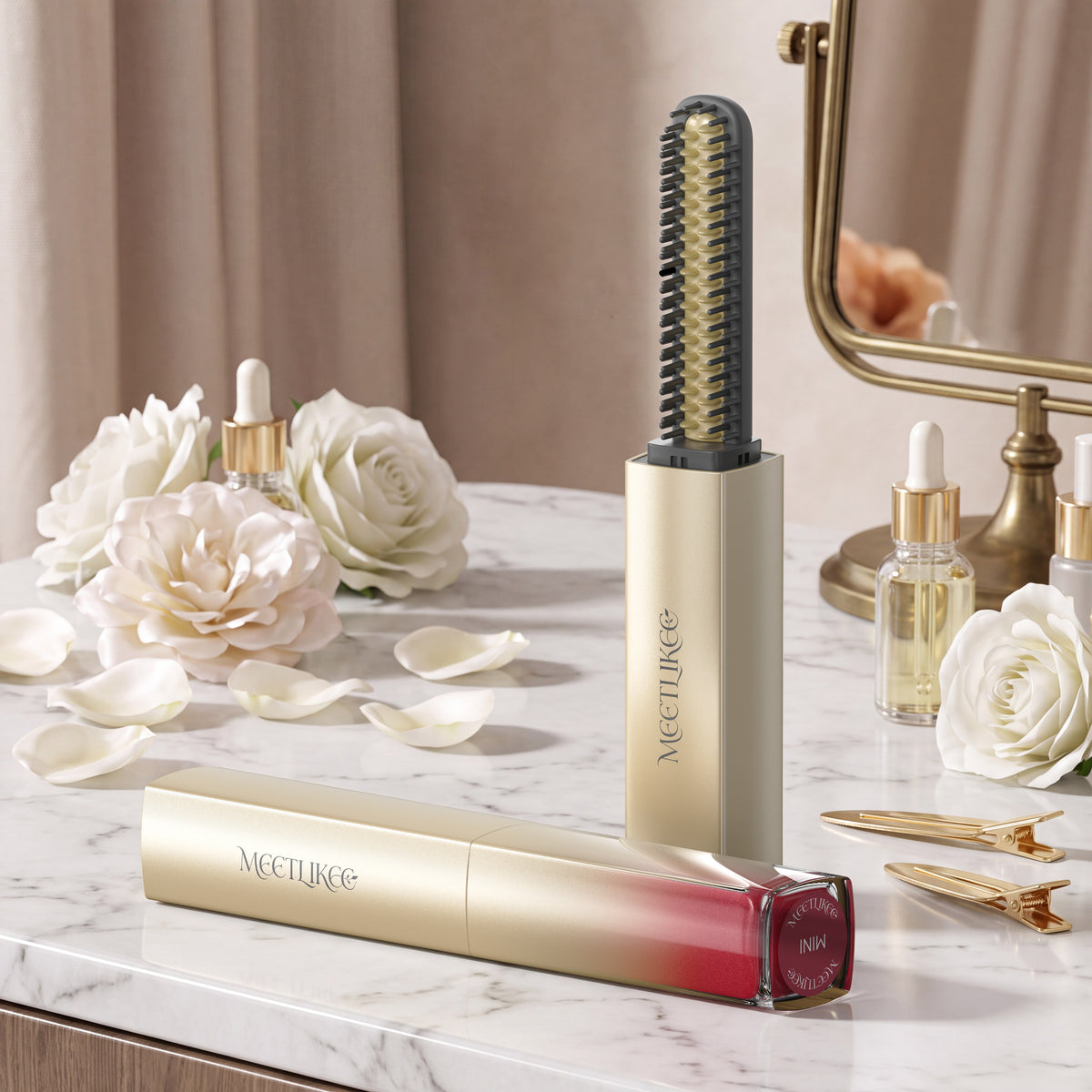 Mini Straightening Brush - Gold